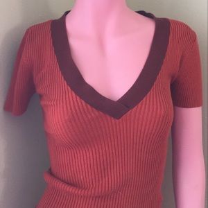 Burnt Orange UO V-Neck Knit top